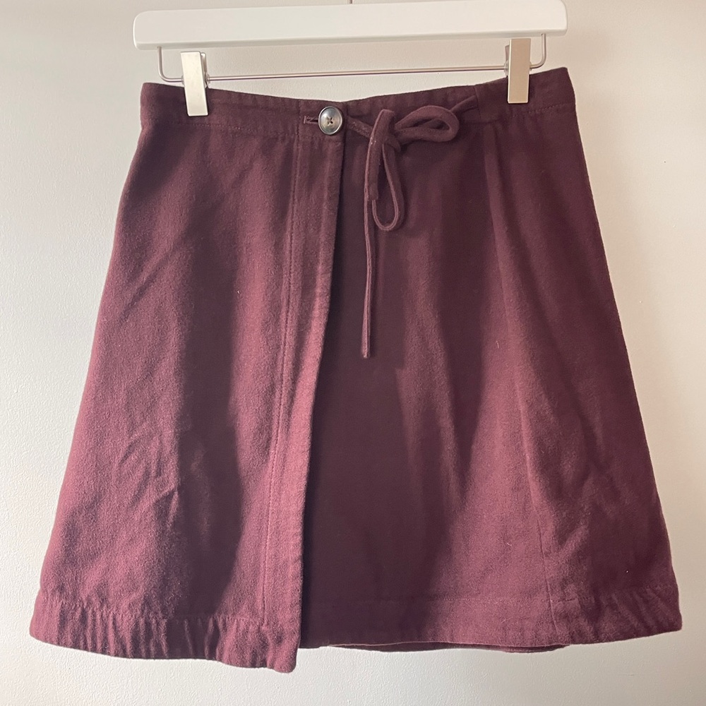 Madewell Burgundy Mini wrap Skirt size 4